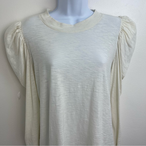 Nation LTD Zeta Top in Cream  100%  Pima Cotton Puff Sleeves Shirt Luxury Sz XL - Picture 3 of 12